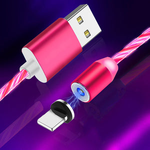 Magnetic Flowing Light LED Micro USB Cable for androids and iphones